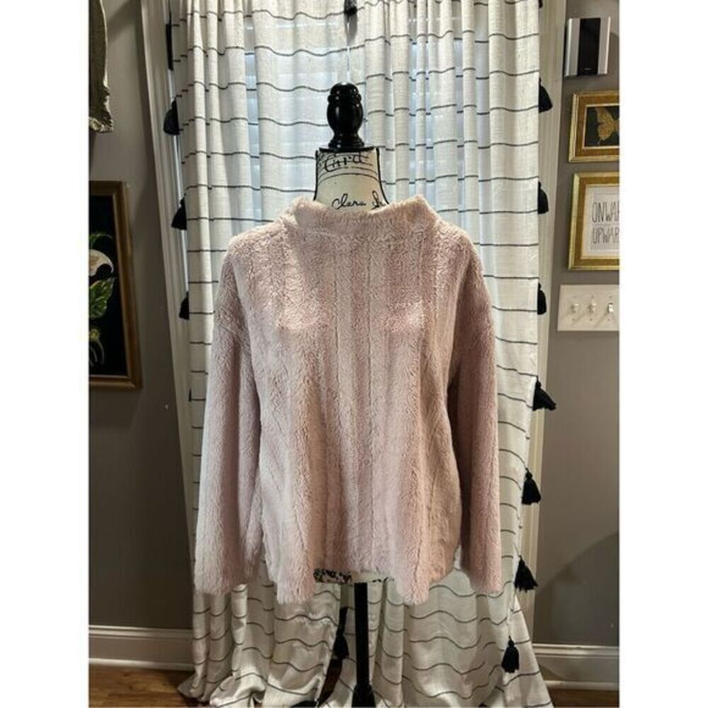 Adyson Parker Womens XL Blush Pink Faux Fur Plush Pullover Sweater